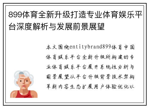 899体育全新升级打造专业体育娱乐平台深度解析与发展前景展望